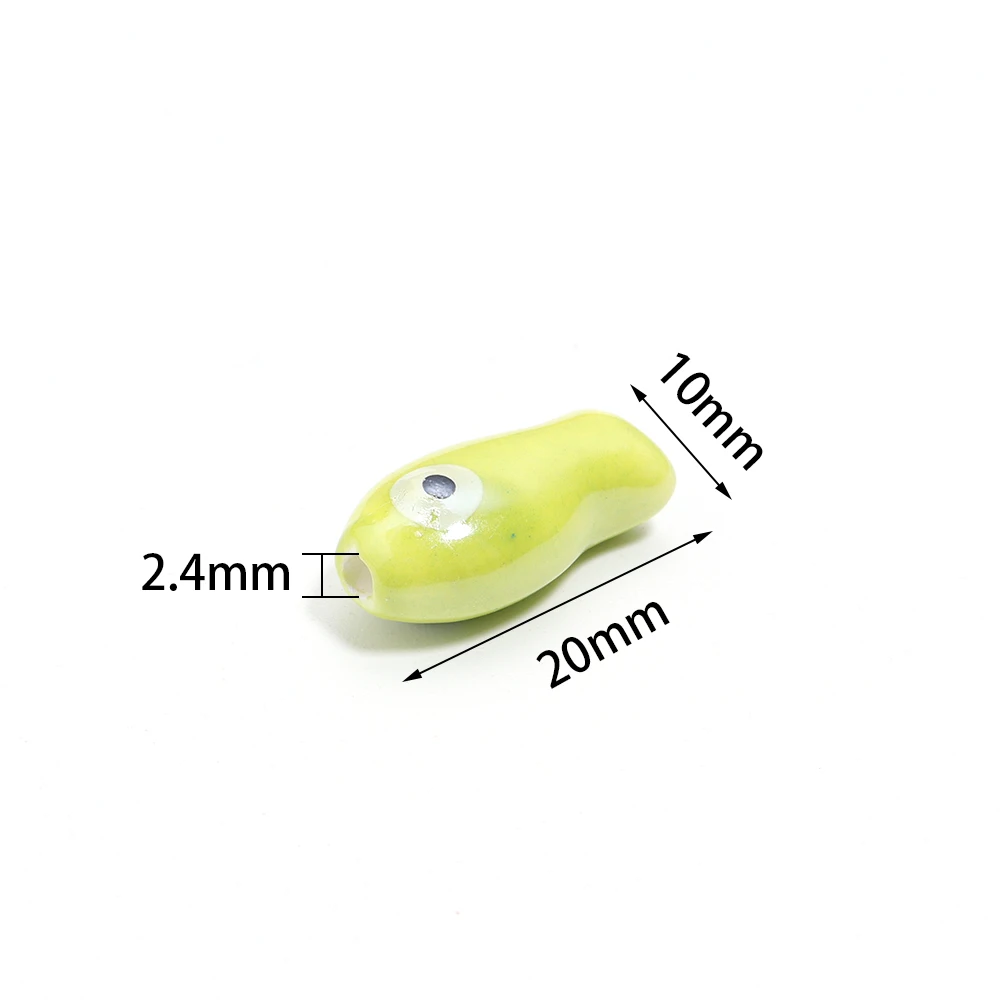 Lot De 10 Perles Céramique Poissons - Pour Bijoux, Breloques Téléphone - Motif Double Face