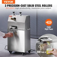 VEVOR Electric Sugar Cane Juicer,750W Sugarcane Juicer Machine w/661LBS/H High Output,3 Stainless Steel Rollers,2.4" Large Inlet 2
