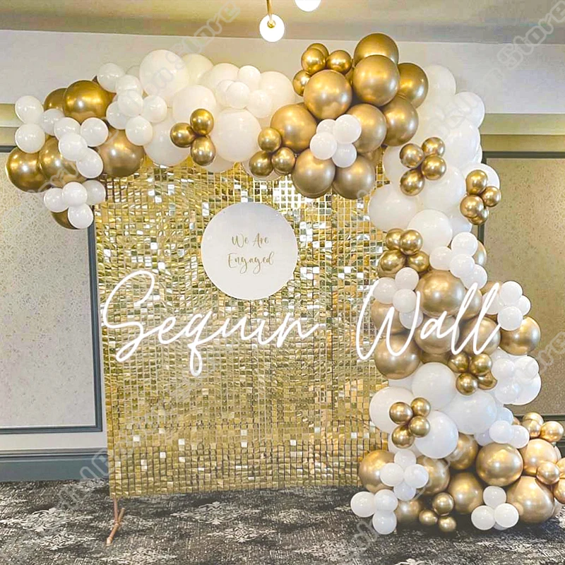 

White Gold Arche Balloons Happy Birthday Latex Balloon Party Wedding Backdrop Events Baby Shower Decoration Kits Party Supplies