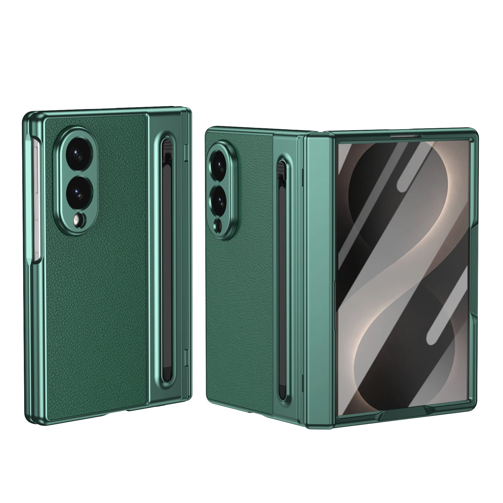 Leather Hinge Protection Cover with Front Glass & Pen Holder