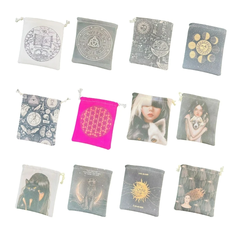 

Canvas Tarot Storage Bag Board Game Cards Drawstring Bag Jewelry Pouches H8WC