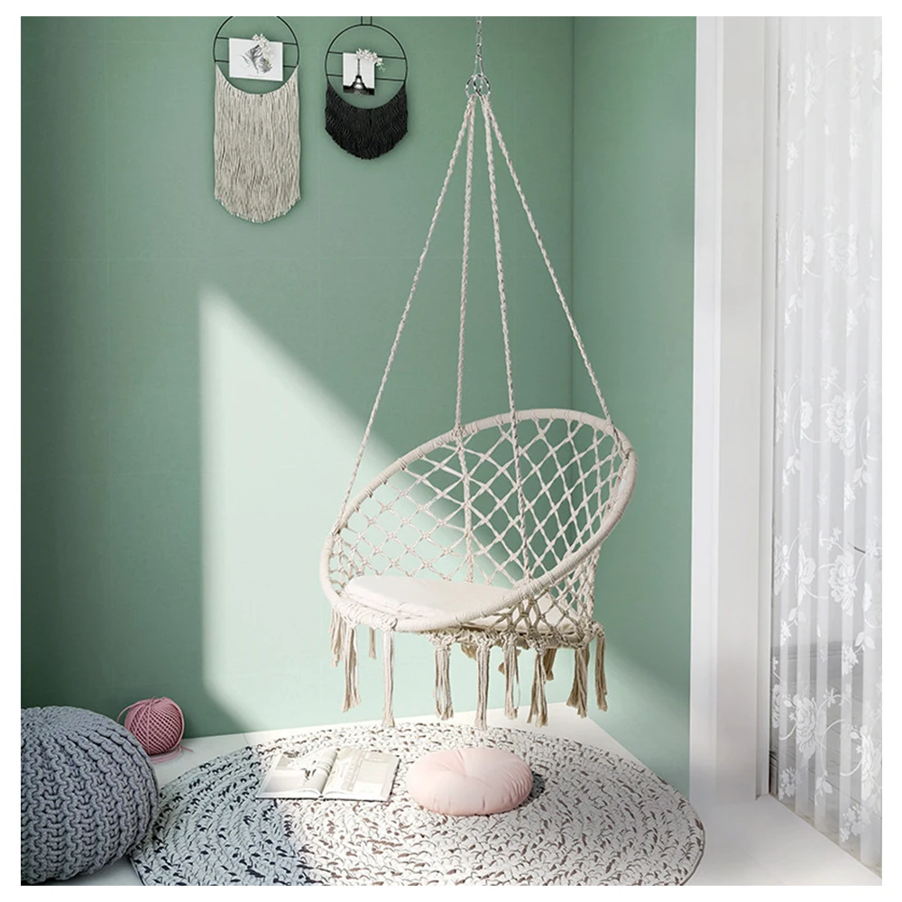 

Hammock Chair Macrame Swing with Hanging Hardware Kits Macrame Swing Hanging Chairs for Indoor,Outdoor,Home,Bedroom
