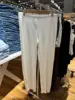 Eyelet White Tank Pant Home Set Woman Bow Slim Crop Top+Elastic High Waist Straight Trousers Summer Cotton Pajama 2 Piece Sets 4
