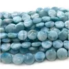 Veemake Natural Blue Larimar Flat Coin Disc Jewelry Making Loose Beads 08038 1