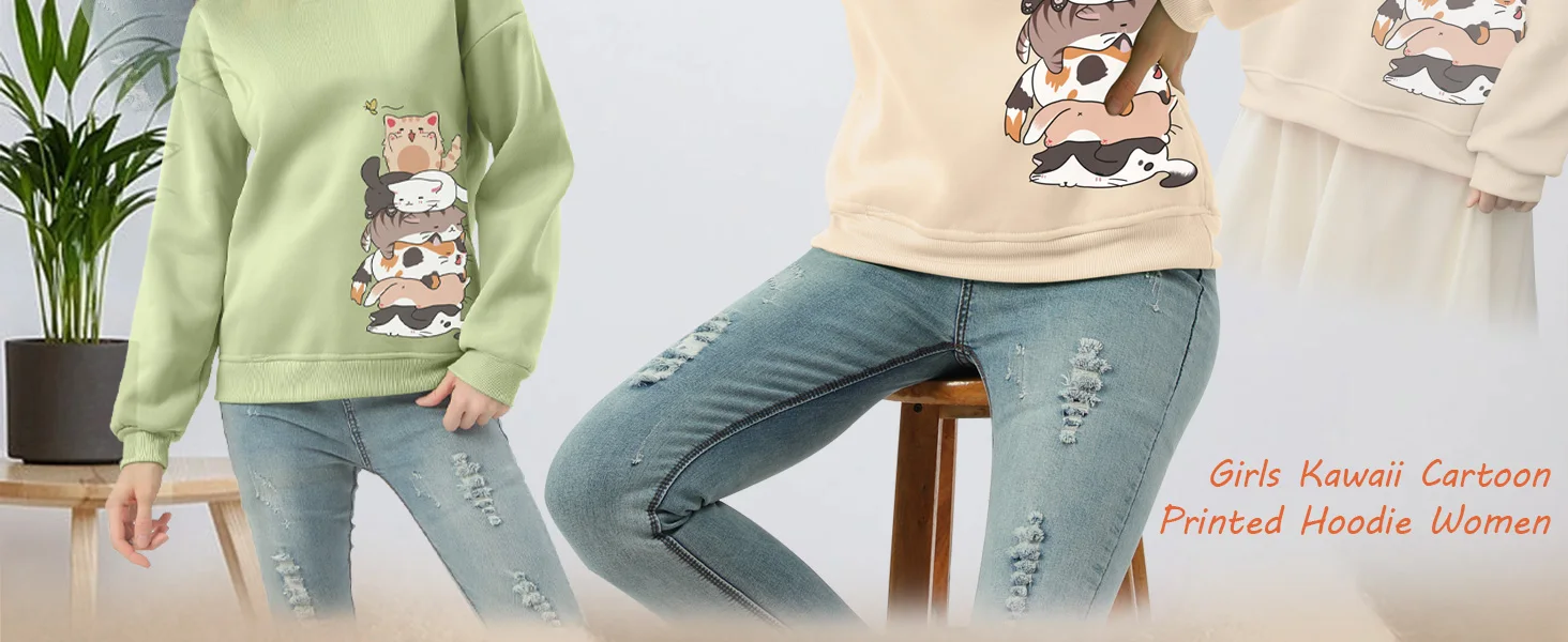 kawaii cat graphic hoodie