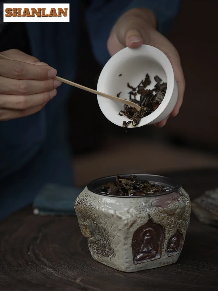 500ml Dunhuang Buddha Coarse Jianshui Antique Tea Wash Bowl Writing-brush Washer Tea Dust Cylinder Barrel Chaxi Cafes Decoration
