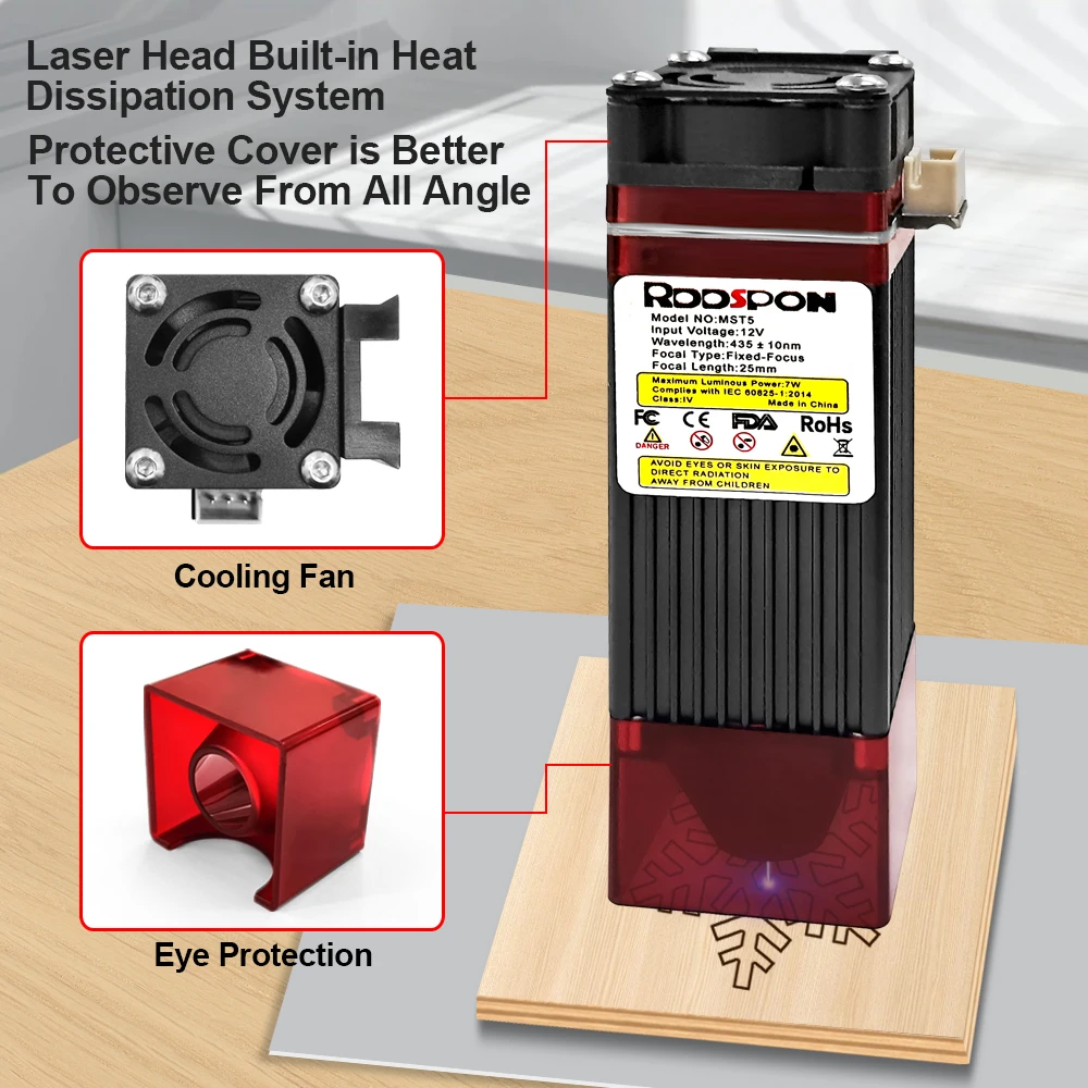 LJGDKJ-Z6-7.0W 2.5W Laser Engraving Machine Woodworking Marking Cutting Machine Area 300X300mm 0.01mm 32-bit Touch Screen Chipse