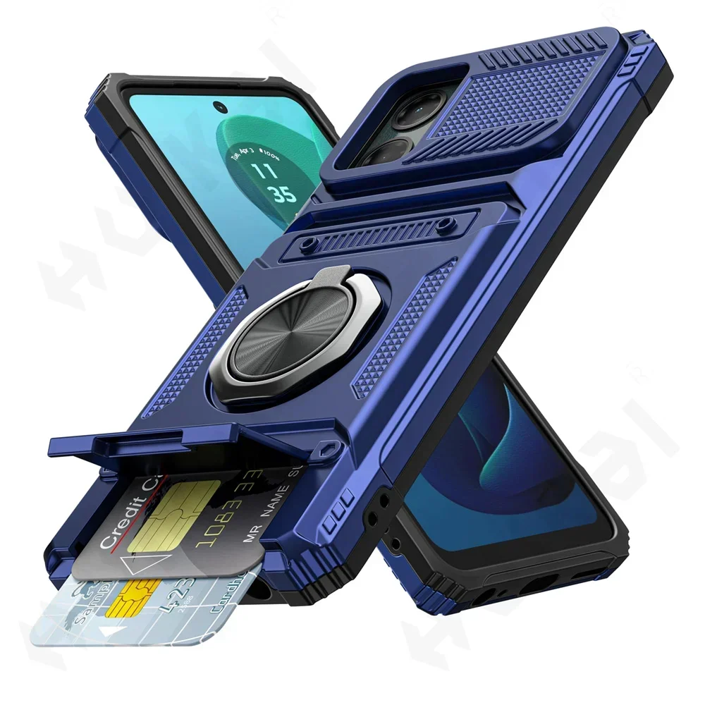 Rotating Ring Kickstand Protective Wallet Cover with Enhanced Durability