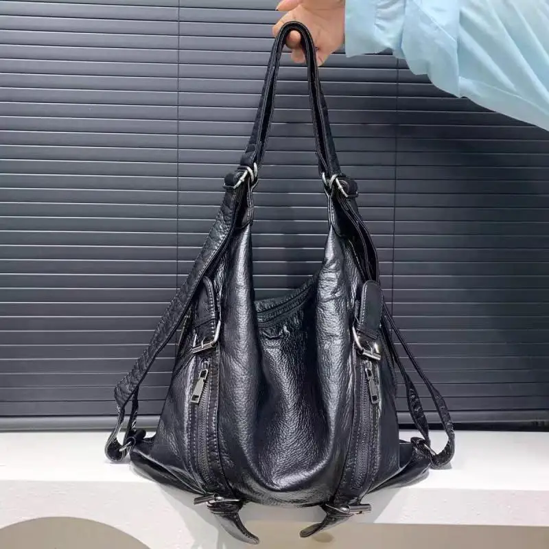 JIAERDI Hot Girls Black Y2k Backpack Women Moto Biker Pu Leather Backpacks Crossbody Bags Ladies Korean Style Mochila Aesthetic