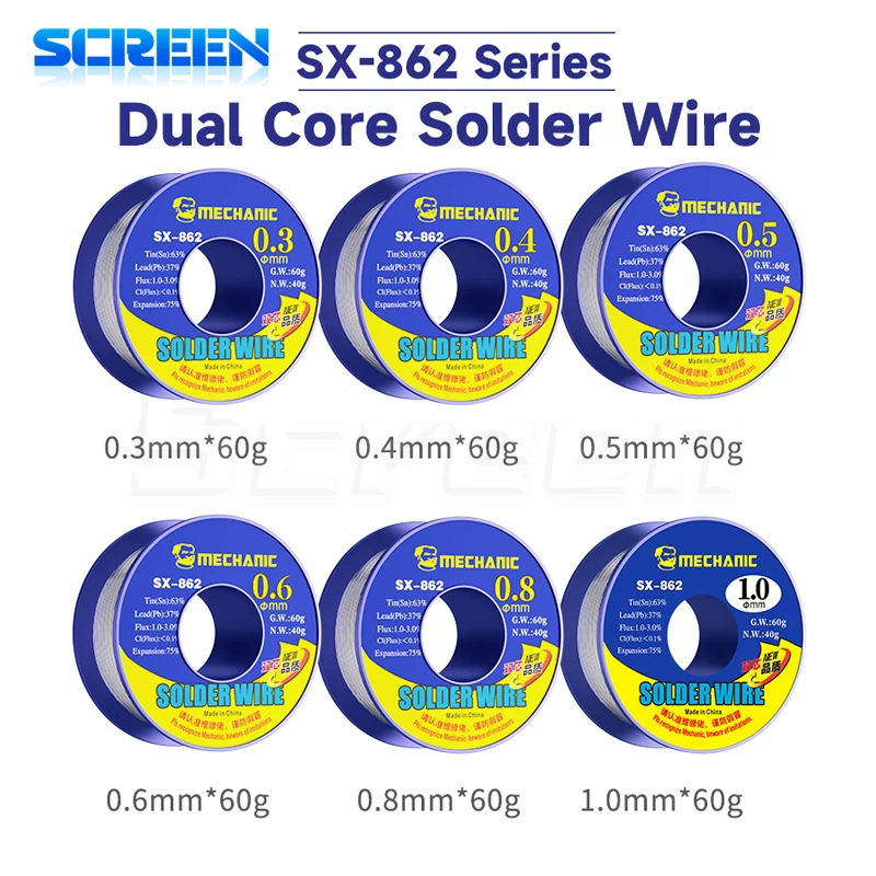 MECHANIC SX-862 wire double rosin core flux 0.3-1.8mm Environmental Protection Tin Wire Tools soldering wire soldering tin wire welding wires