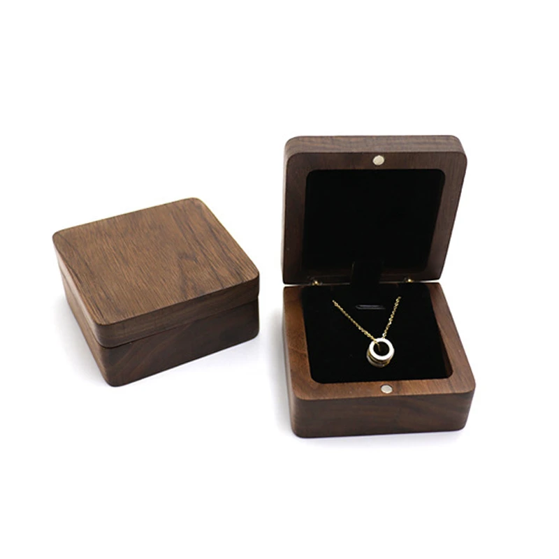 Black Walnut Small Jewelry Gift Packaging Storage Box Window Jewelry Box Fashion Pendant Necklace organizador de joyas