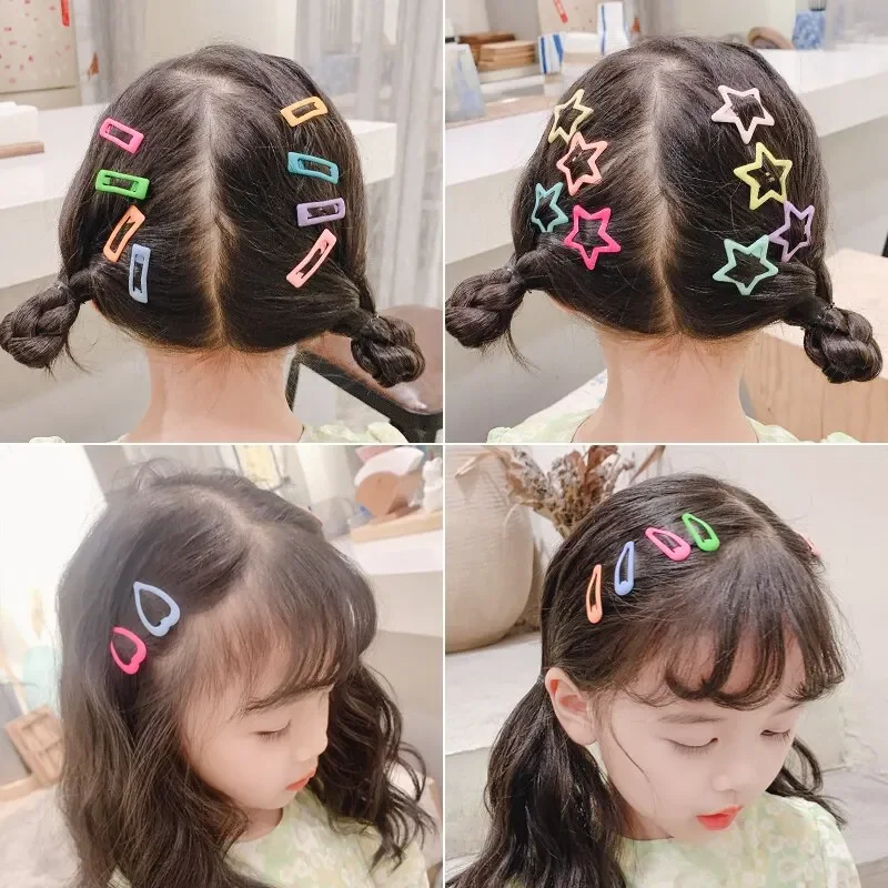 Children Hair Clips Ornament Geometric Stars Heart 8 Pcs