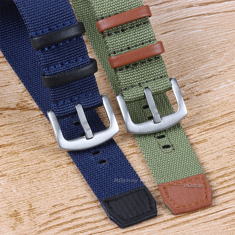 Nylon Genuine Leather Strap Replacement for Outdoor Sports Watch - Green, Black, Grey