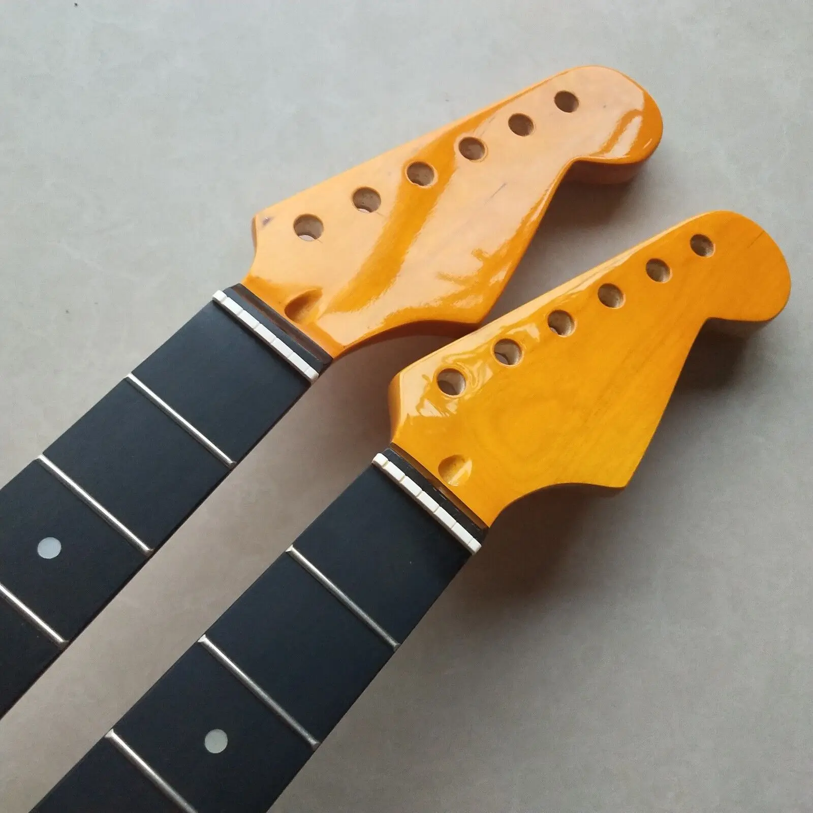 2pcs Yellow Maple ebony Guitar neck Replace 22 fret 25.5" Fretboard