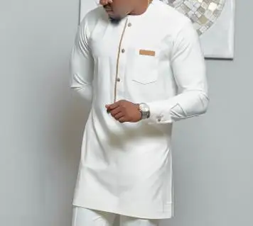 Summer Fashion Dashiki African Men Long Sleeve O-neck Polyester White Plus Size T-shirt M-4XL No Pant,african dress,african style t shirt