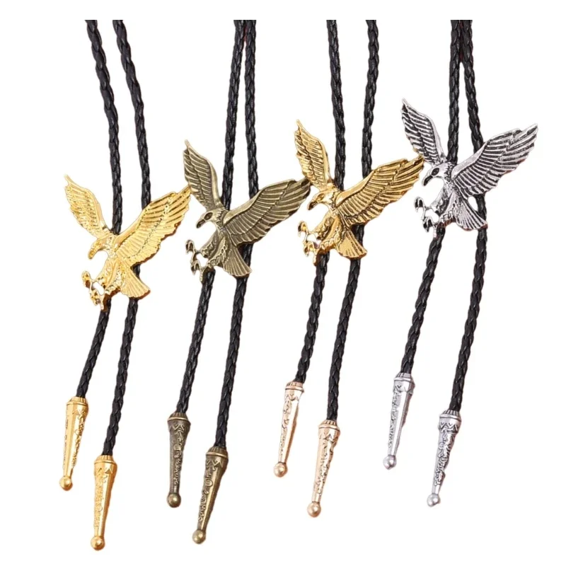 

4pieces Adjustable Bolo Tie Popular Cowboy Teens Men Women Dance Necktie Vintage Sweater Head&Star Buckle Pendant 57BD