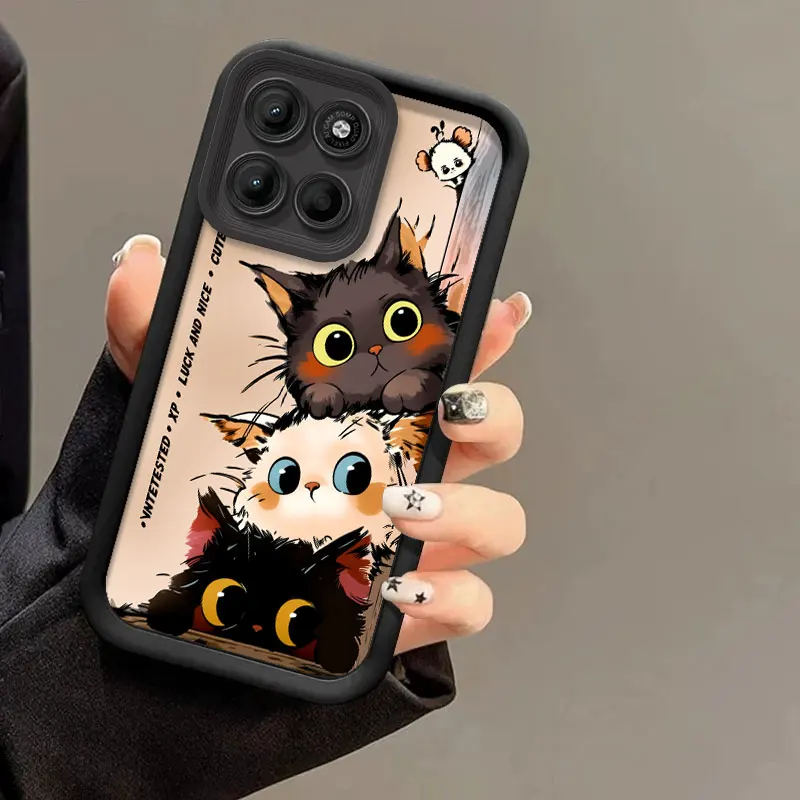 Flexible Silicone Shockproof Case with Cute Cat Print Pattern - Protective Cover