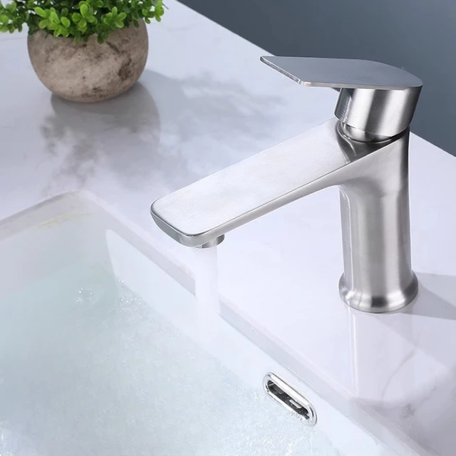 ก๊อกน้ำสแตนเลส 304 แบบแบน สำหรับน้ำเย็น ใช้ในบ้าน ห้องน้ำ อ่างล้างหน้า ระเบียง 1