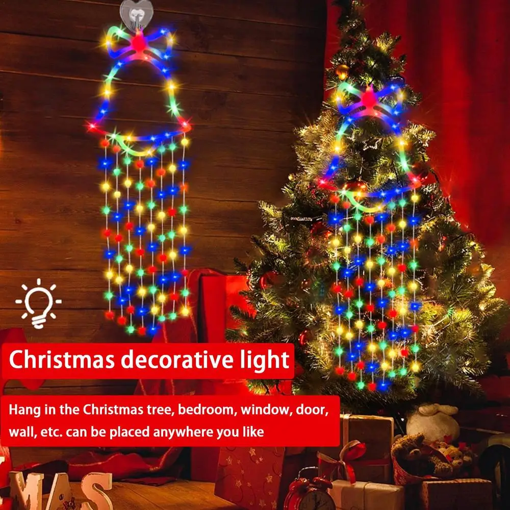 Christmas Window Hangable Lights Christmas Bell Curtains Lights Hangable Christmas Window Lights Decorations With 8 Modes