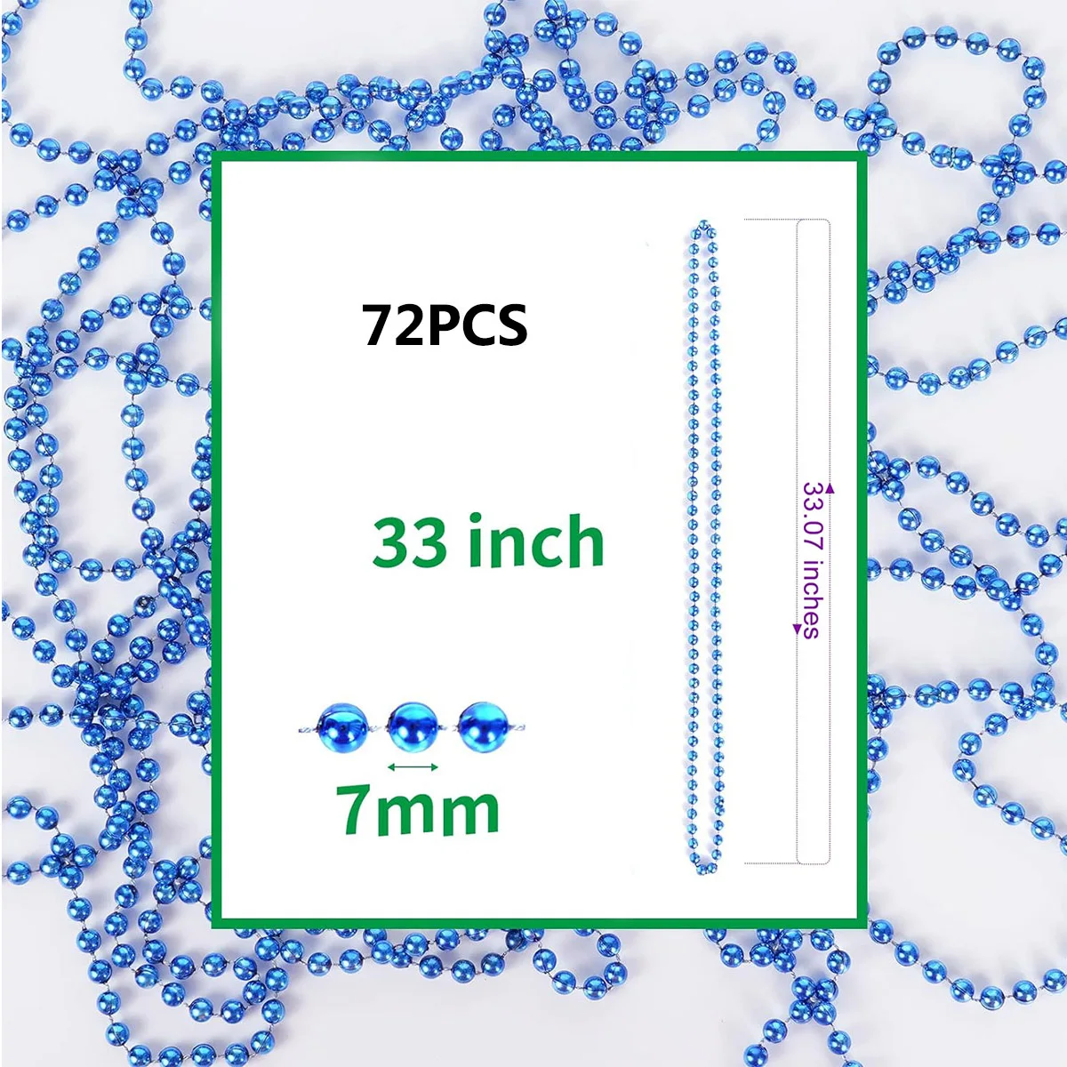 24 Stück Karneval 7 mm Perlen Halsketten Bulk Kostüm Halskette für Veranstaltungen und Partys Neuheit Metallic Farben Party Perlen Halsketten – Detail 17