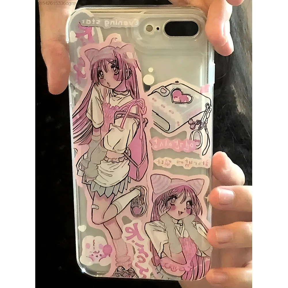 Kawaii Pink Anime Girl Comic Phone Case - Stylish & Cute Design