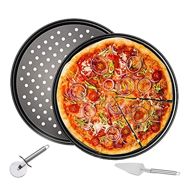Jfbl Hot 12.5 Pollici Round Pizza Pan Pizza Cutter Pizza Affettatrice Kit Antiaderente Torta Pizza Crisper Server Vassoio Stand Per Forno