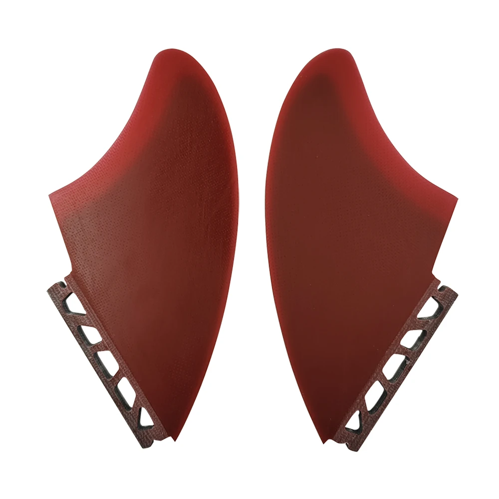 UPSURF-Fiberglass Twin Fins for Surf, Keel Twin Fins, Clear Red and Black, Funboard and Shortboard