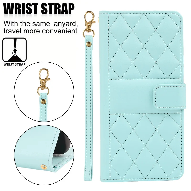 Leather Wallet Case Leather Case Phone Case Leather Phone Case Checkered For Samsung Galaxy S24 S23 S22 S21 S20 FE S10 Note 20 Ultra 10 Plus 9 8 Lanyard Flip Phone Cover