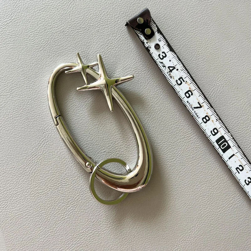 Sleek Blackout Carabiner Keychain with Oval Belt Buckle and Silver Key Ring