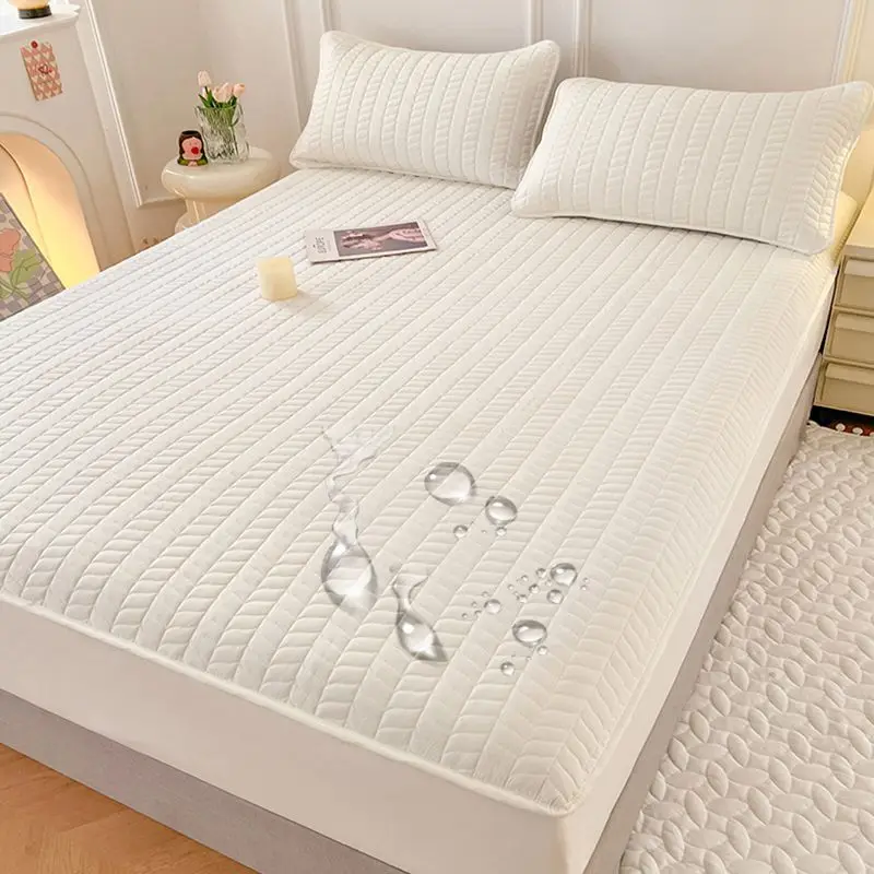 

Anti-bacterial four seasons section of cotton bed cover thickened mattress waterproof mattress, white