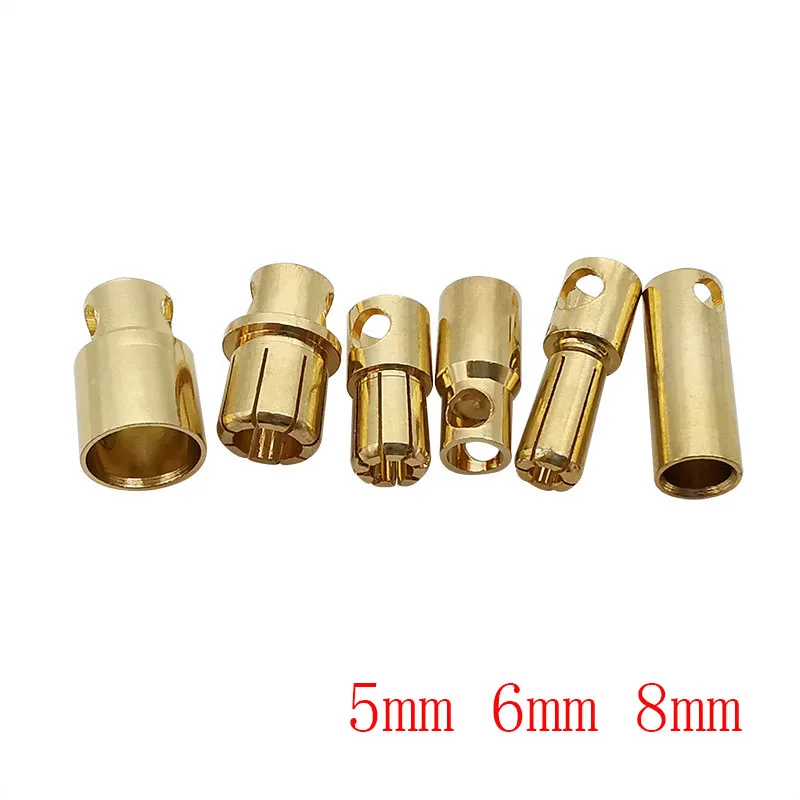 5Pairs Gold Plated 5mm 6mm 8mm Bullet Banana Plug Male Female Connector For ESC Battery Motor