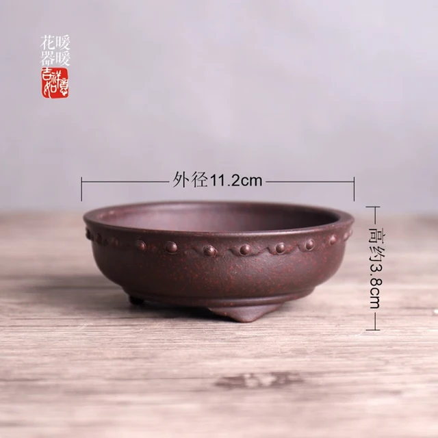 Kerámia Kör Dobmintás Minta Bonsai Pot Hagyomány A Kerti Otthoni Asztal Dekoráció - Image 2