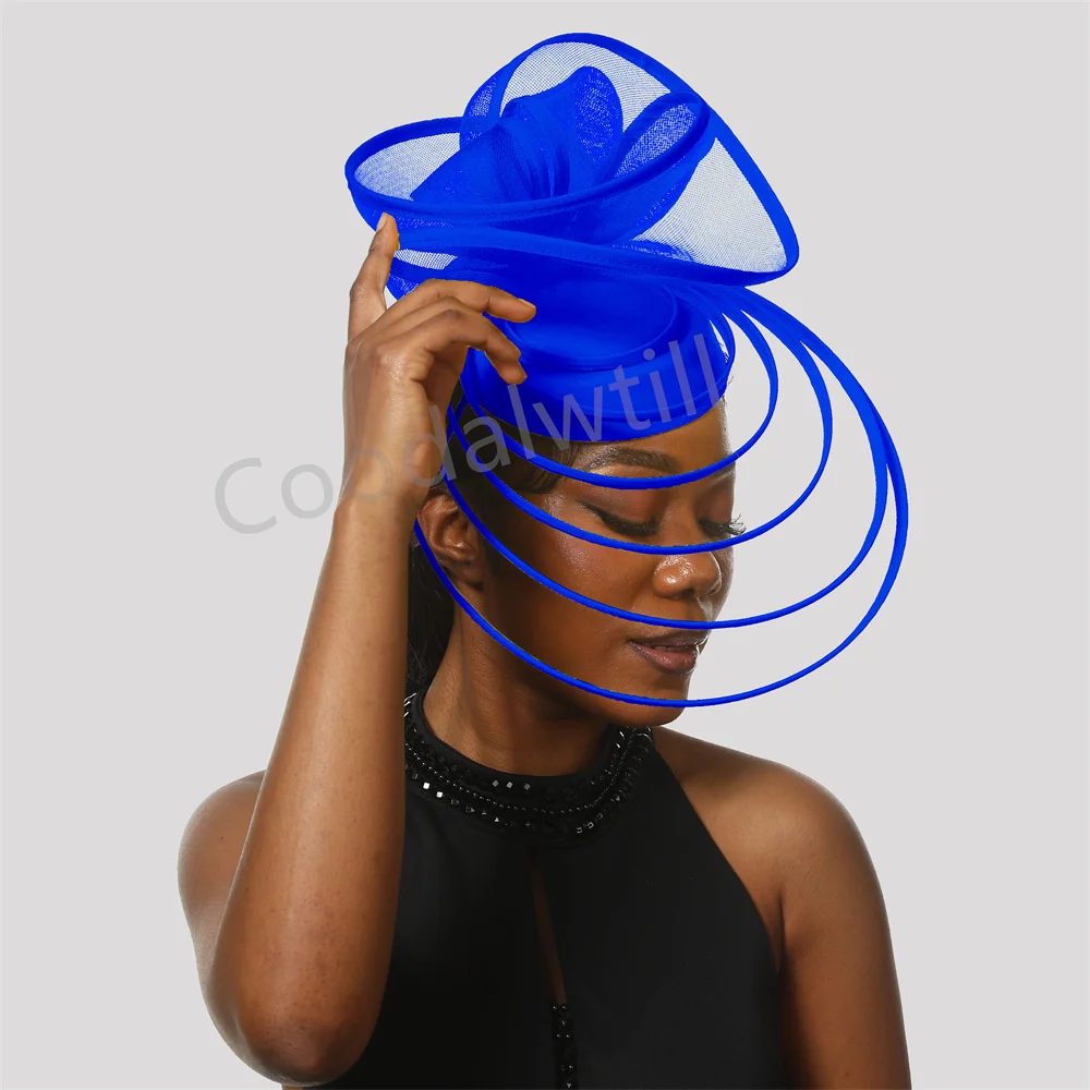 Elegante Kirche Party Fascinator Hut Stirnband Frauen Damen Derby Hochzeit Kopfschmuck Mesh Mode Kappe Haar Clip Royal Ascot Hüte – Detail 24