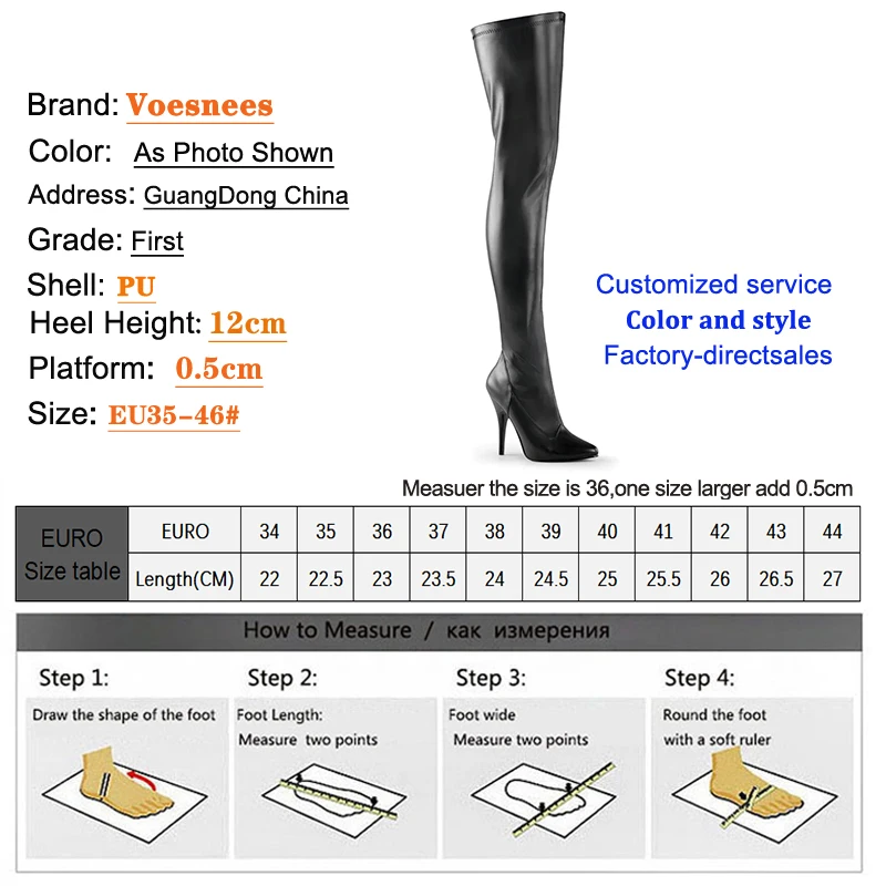 Over-the-Knee Women's Luxury Brand Leather Long Shoes Side Zipper Pointed Toe Black Stiletto Cross Thigh High Boots Plus Size 46