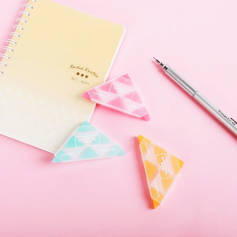 KOKUYO Triangle Eraser Multi Pastel Cookie Color Erasers for Pencil Fine Art Drawing Sketch Japanese Stationery School
