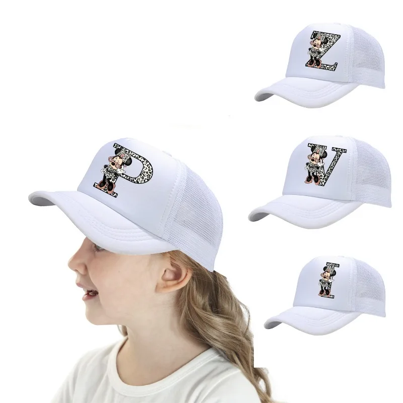 

Disney Minnie Mouse A-Z 26 English Letters Baseball Caps Spring Autumn Outdoor Adjustable Cartoon Casuals Hats Sunscreen Hat