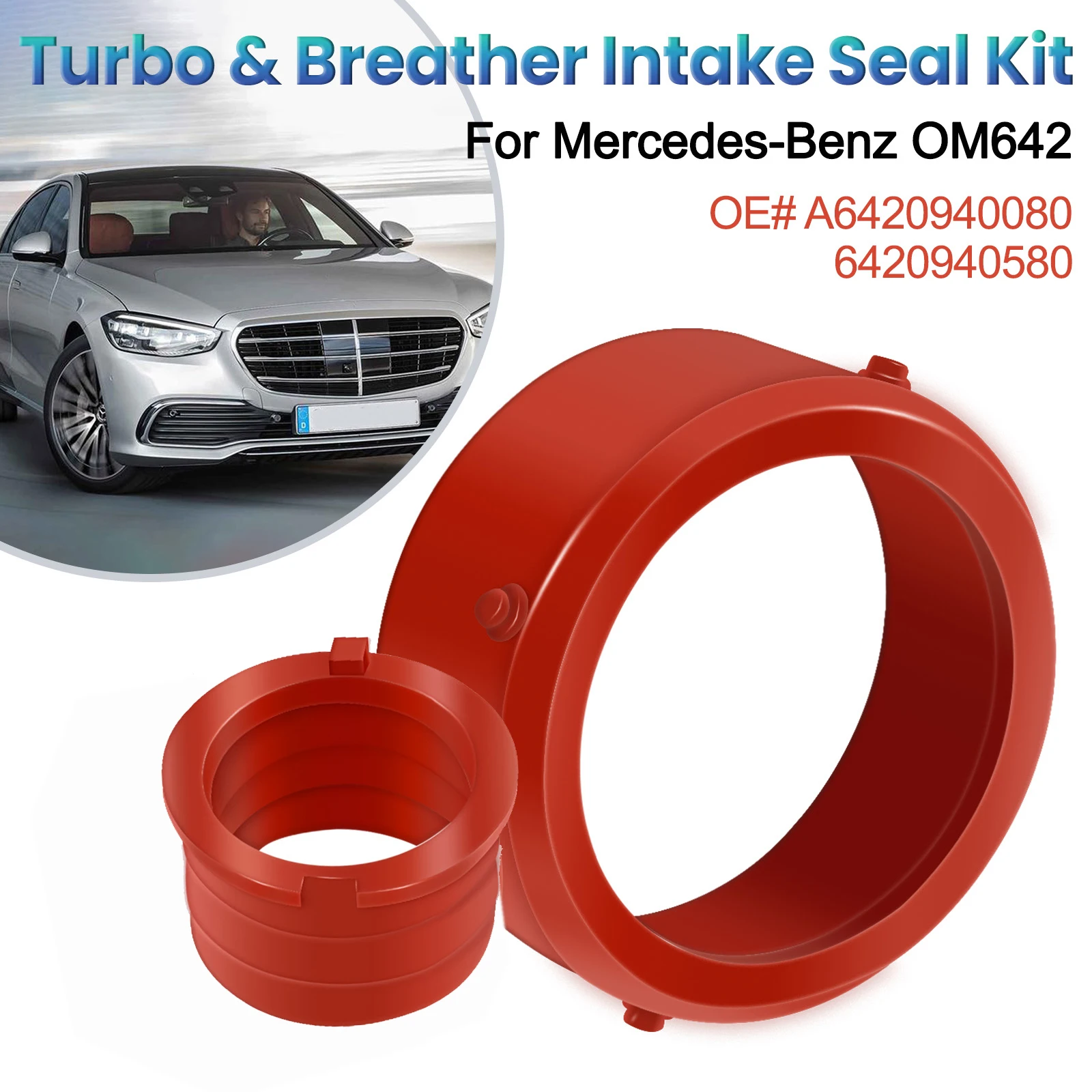 2 PCS For Mercedes Benz E320 E350 GL320 GL350 ML320 ML350 W164 Car Turbo Breather Intake Seal Kit OE# A6420940080 A6420940580