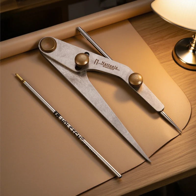 Leather Scribing Gauge Tool with Locking Needle for Leathercraft DIY