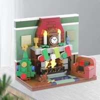 MOC Winter Countryside Christmas Decorate Building Block Set Christmas Cabin Coffee Cart Hot Drinks Christma series Kid Toy Gift 5