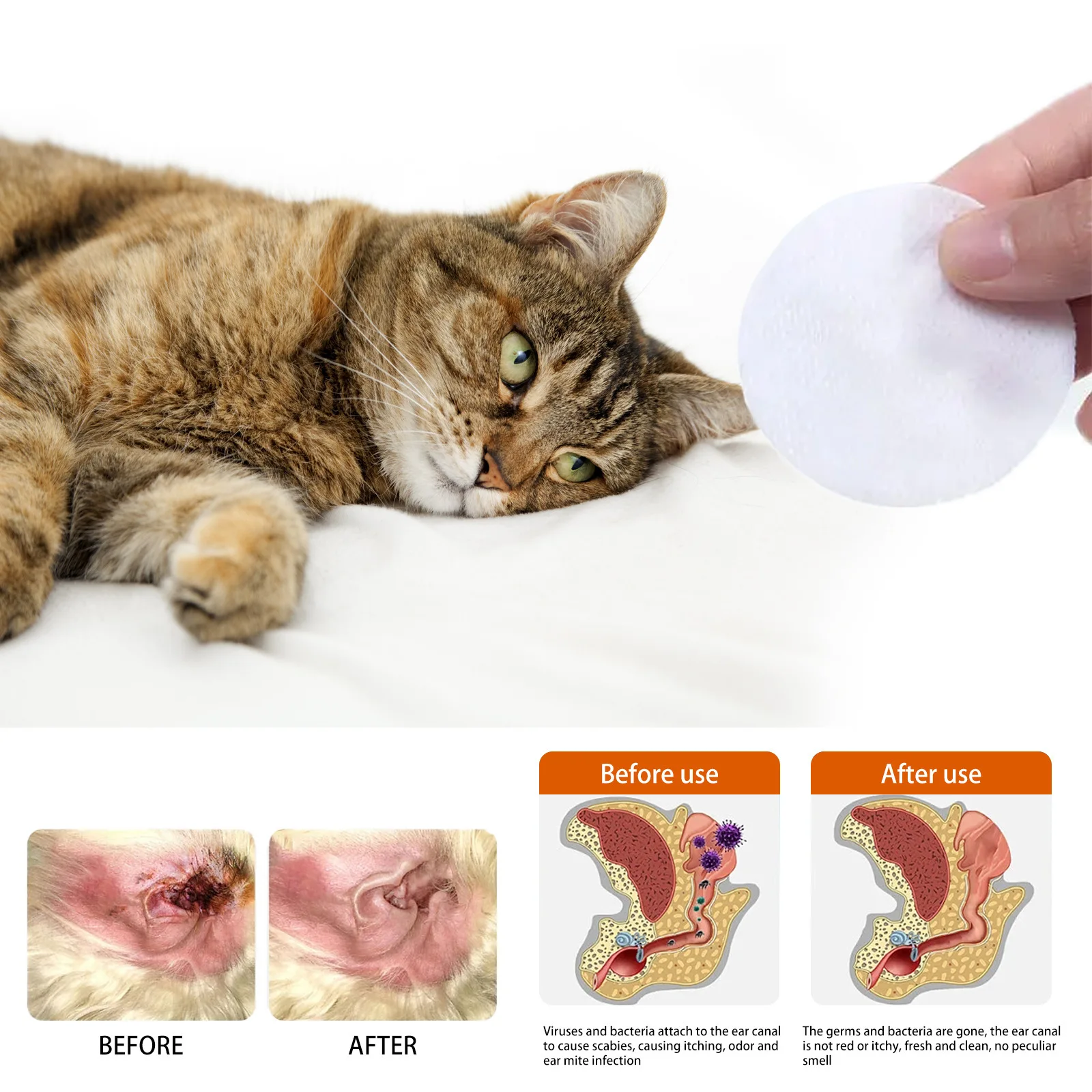 Pet Ear Wipes Teeth Eye Cleaning Wipes For Dogs And Cats Grooming Supplies 60pcs pet cleaning wipes