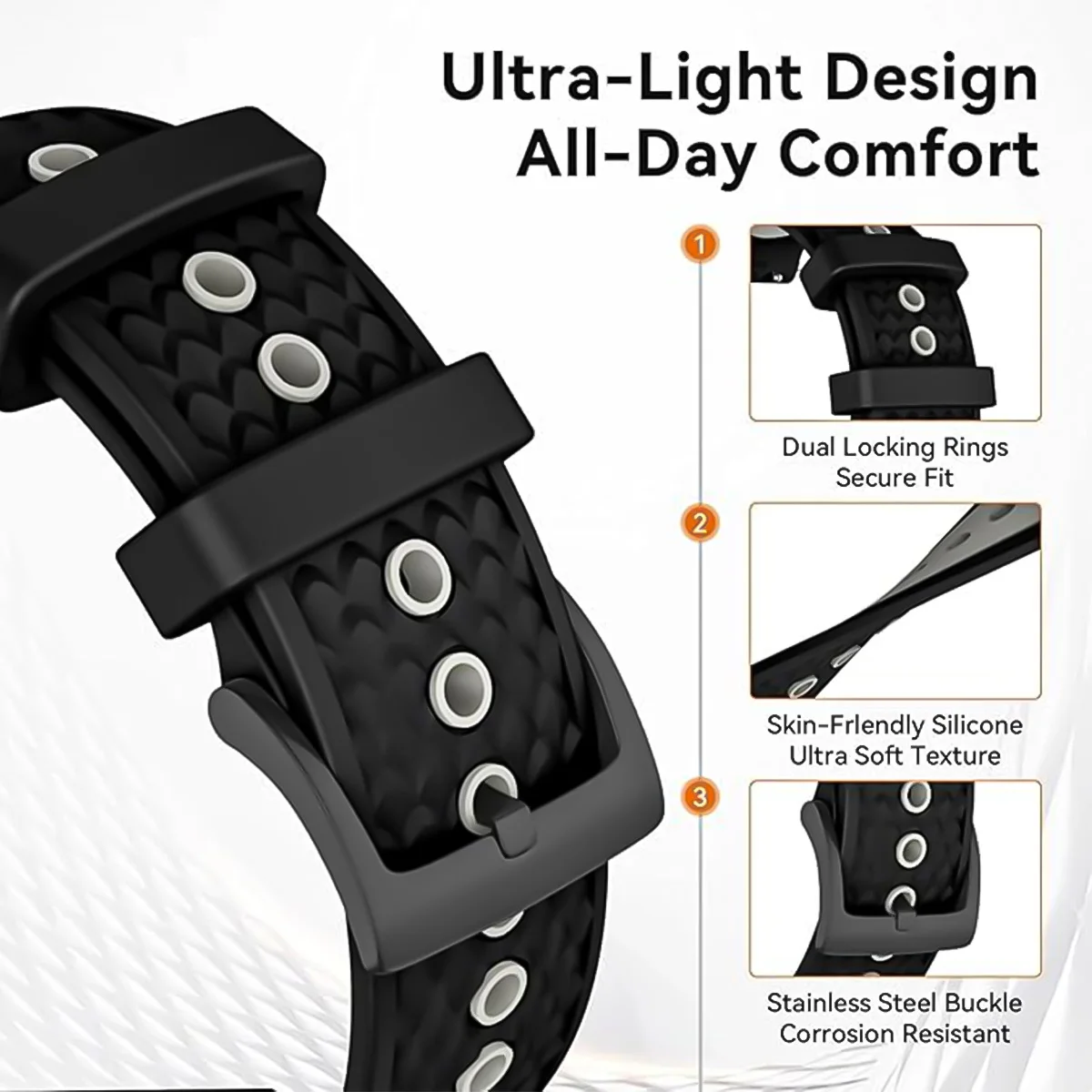 20mm Silicone Sport Watch Strap Band – Universal Wristband Replacement