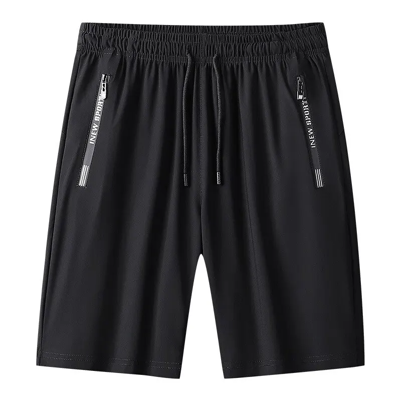 S03f084cc112b48d59e0347f72b308db6V Ice Silk Pants Men's Shorts Summer Thin Quarter Pants Loose Size Quick Drying Pants Available in Black and Grey Mallzona