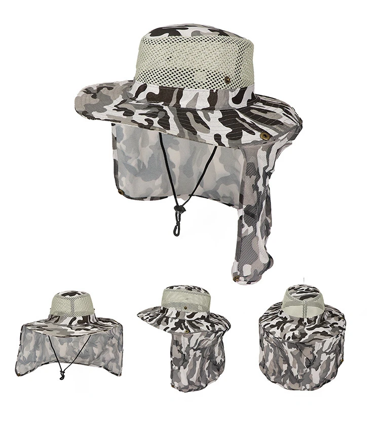 Description Picture 5 of itemOutdoor Camouflage Hat Fisherman's Fishing Cap Sunnet Gauze Cap Benny Hat Hiking Hat Anti-UV Sun-Protection Cool Breathable