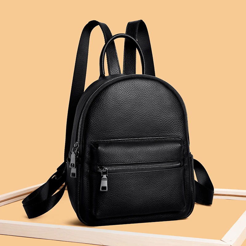 Cowhide Backpack 2024 New High Quality Soft Leather Leisure Travel Large Capacity For Teenage Girls Women's Backpack 3