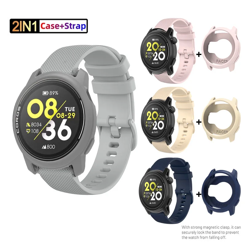Dual Silicone Strap with Protective Case for Smartwatch Wristband Accessories