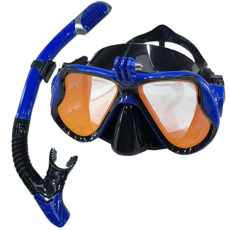 Diving Mask With Sports Camera Mount Electroplate Tempered Glass Silicone Mask is Safe and Comfortable