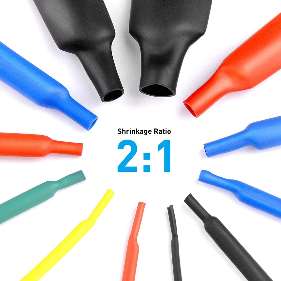 127PCS Heat-shrink Tubing Kit 2:1 black Thermoresistant Tube Electrical Connection Wire Cable Insulation Sleeving heat shrink tubing