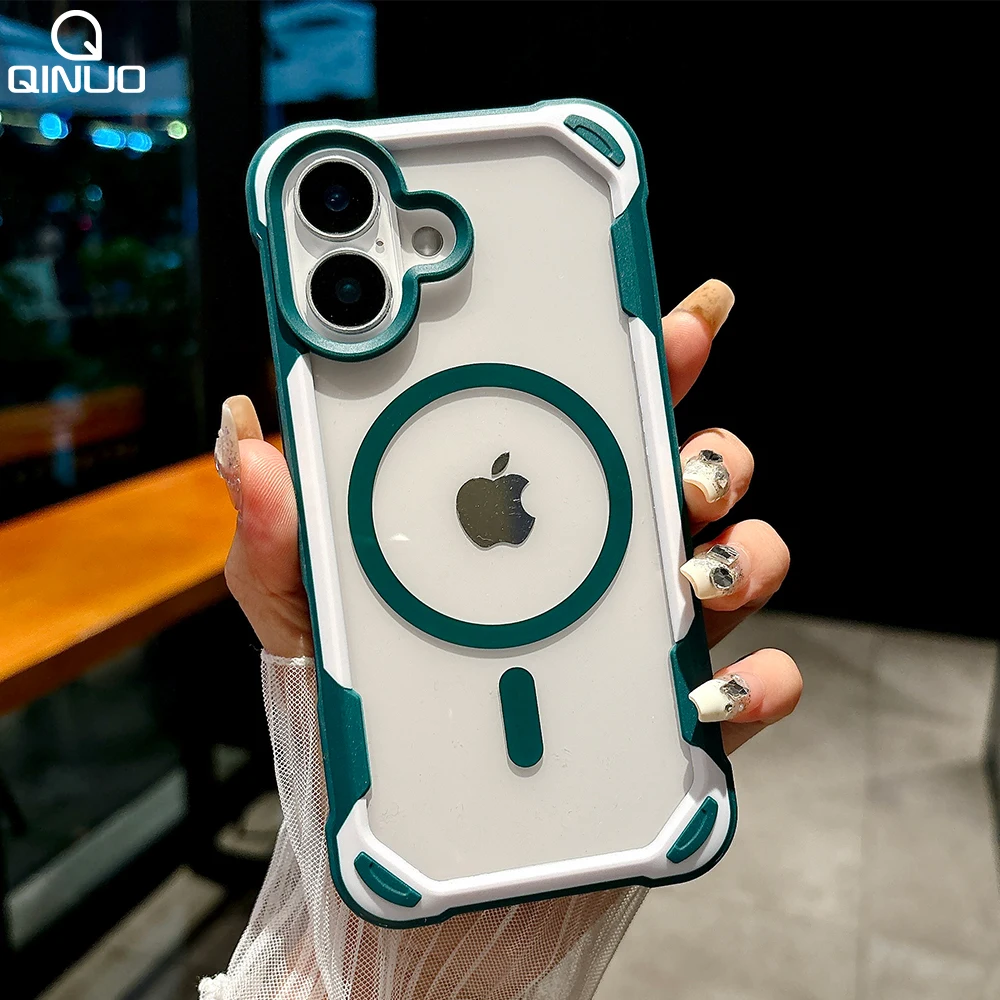 MagSafe Magnetic Shockproof Armor Transparent Hard Hybrid Bumper Case