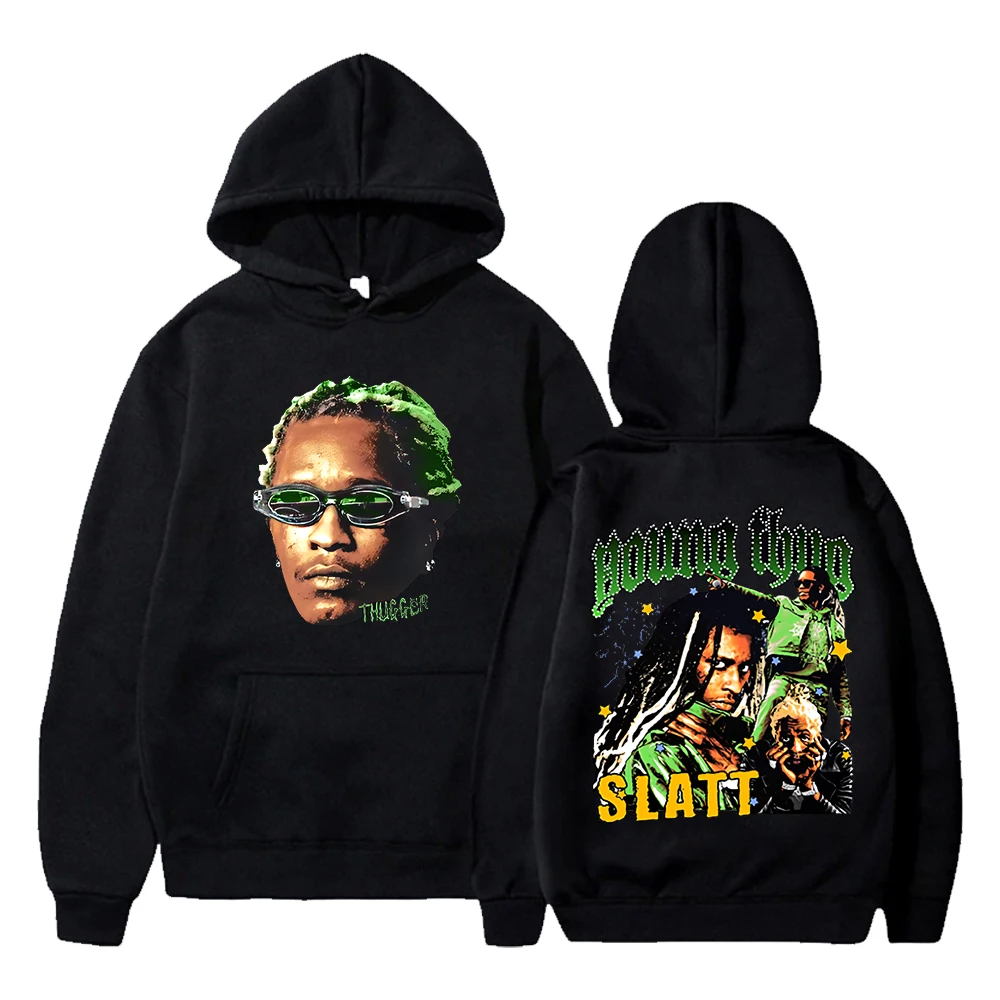 

Young Thug SLATT Hoodie 90s Vintage Long Sleeve Streetwear Women Men Hooded Sweatshirt 2023 Tour Hip Hop Clothes