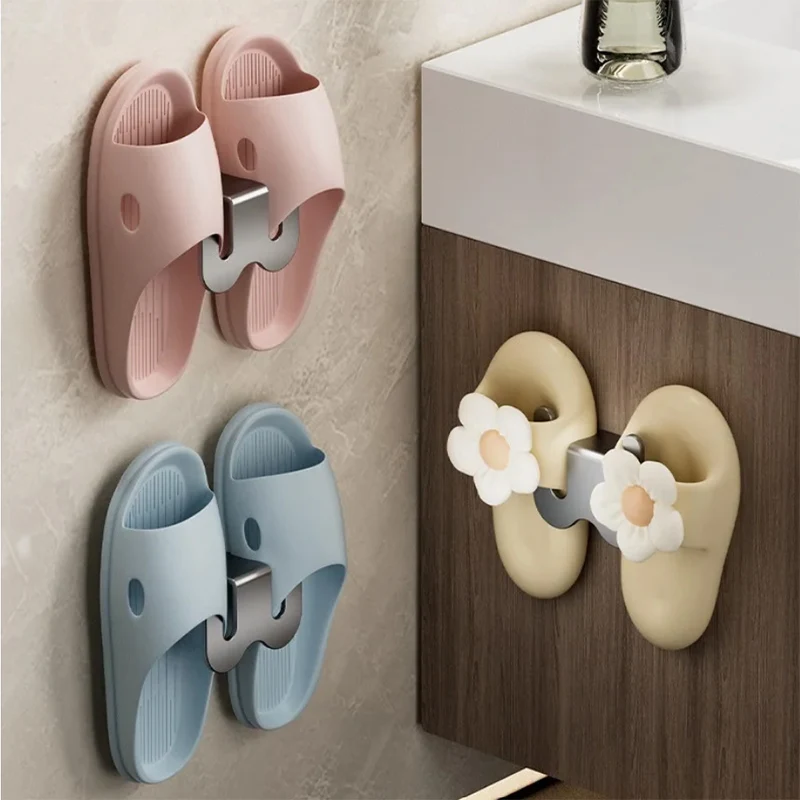 No Punching Bedroom Neat Storage Shoe Drying Slippers Rack Bathroom Rack Slipper Hook Toilet Drainage Rack Wall Mounted 2